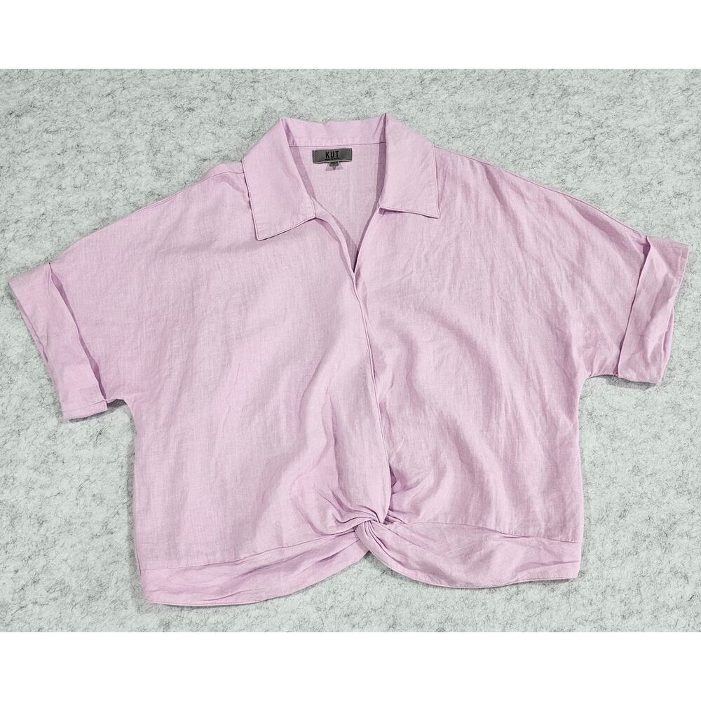 Kut from the Kloth Top, Linen Blend, Twist Knot Front, New, Womens Sz L